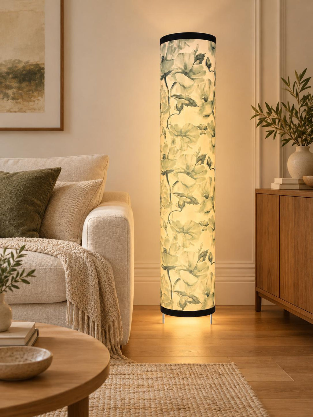 Sheer Floral Lampshade in Green and Ivory Satin - Handmade in Italy — product image 3