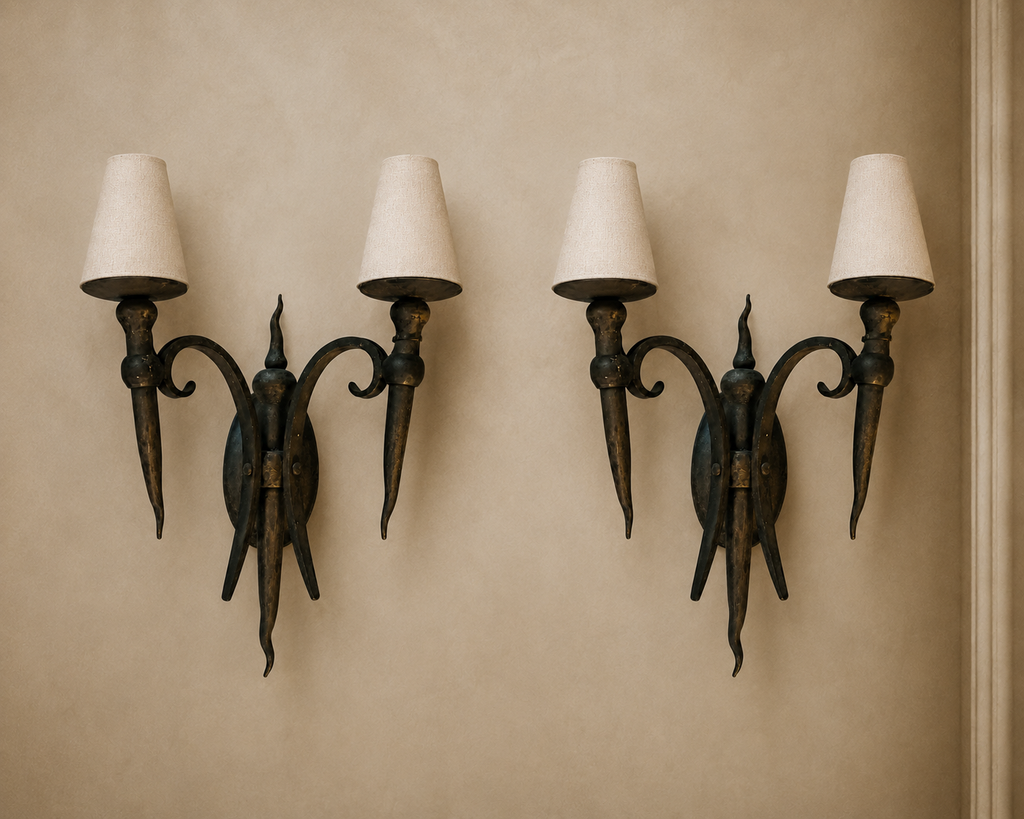 Pair of Handmade Italian Wrought-Iron Wall Sconces – product image 1