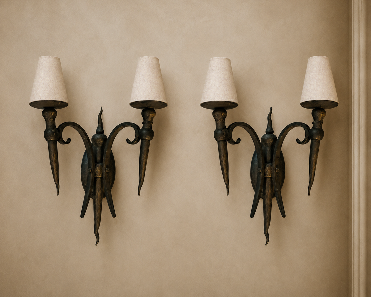 Pair of Handmade Italian Wrought-Iron Wall Sconces – product image 1