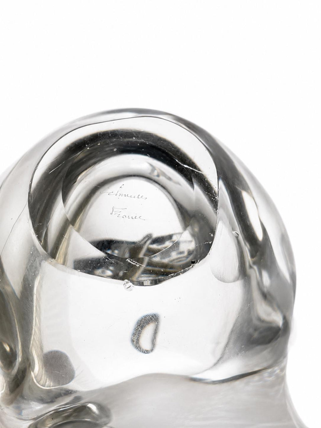 Signed Schneider French crystal table lamp in sculptural sailing boat form