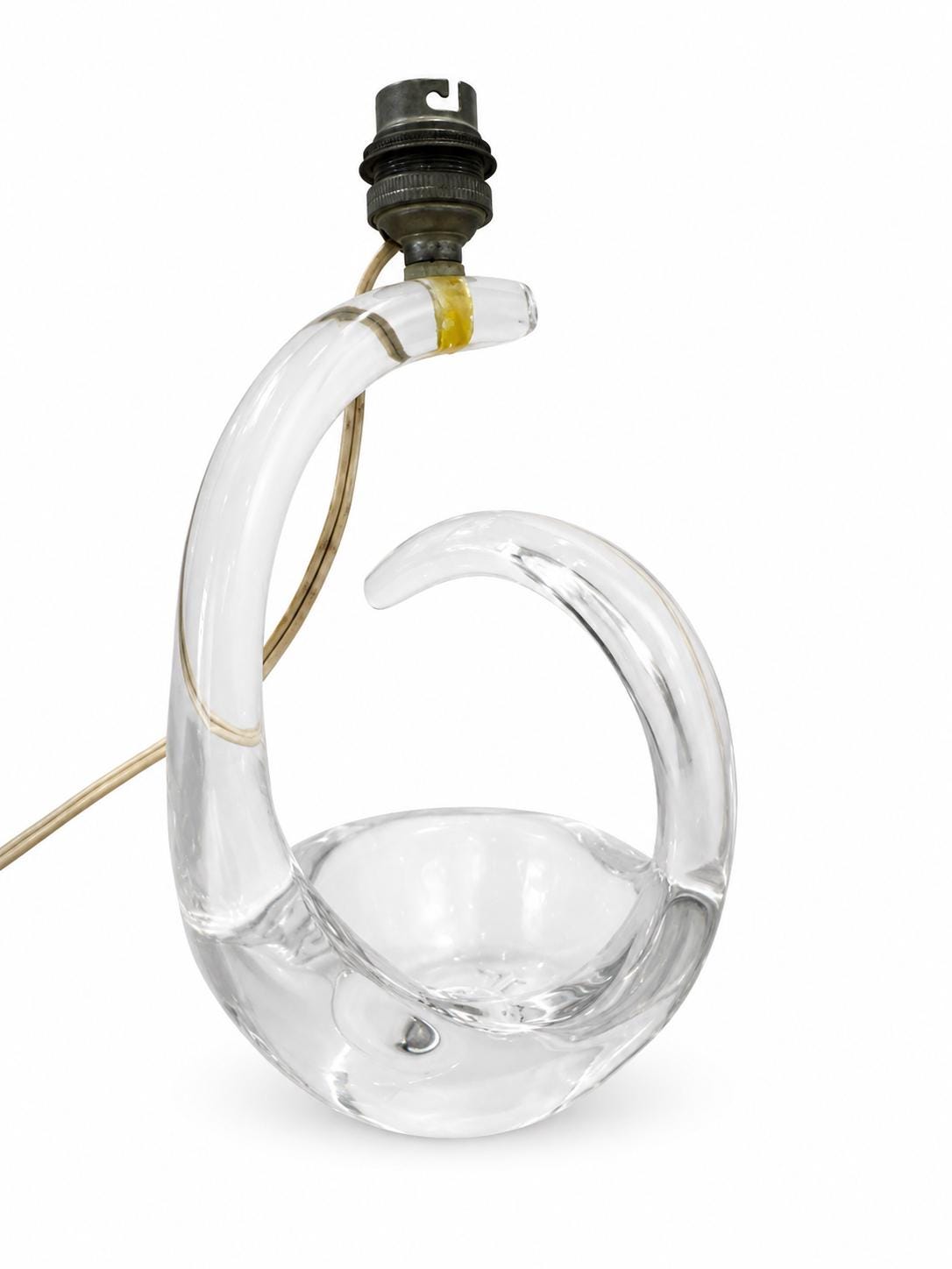 Signed Schneider French crystal table lamp in sculptural sailing boat form