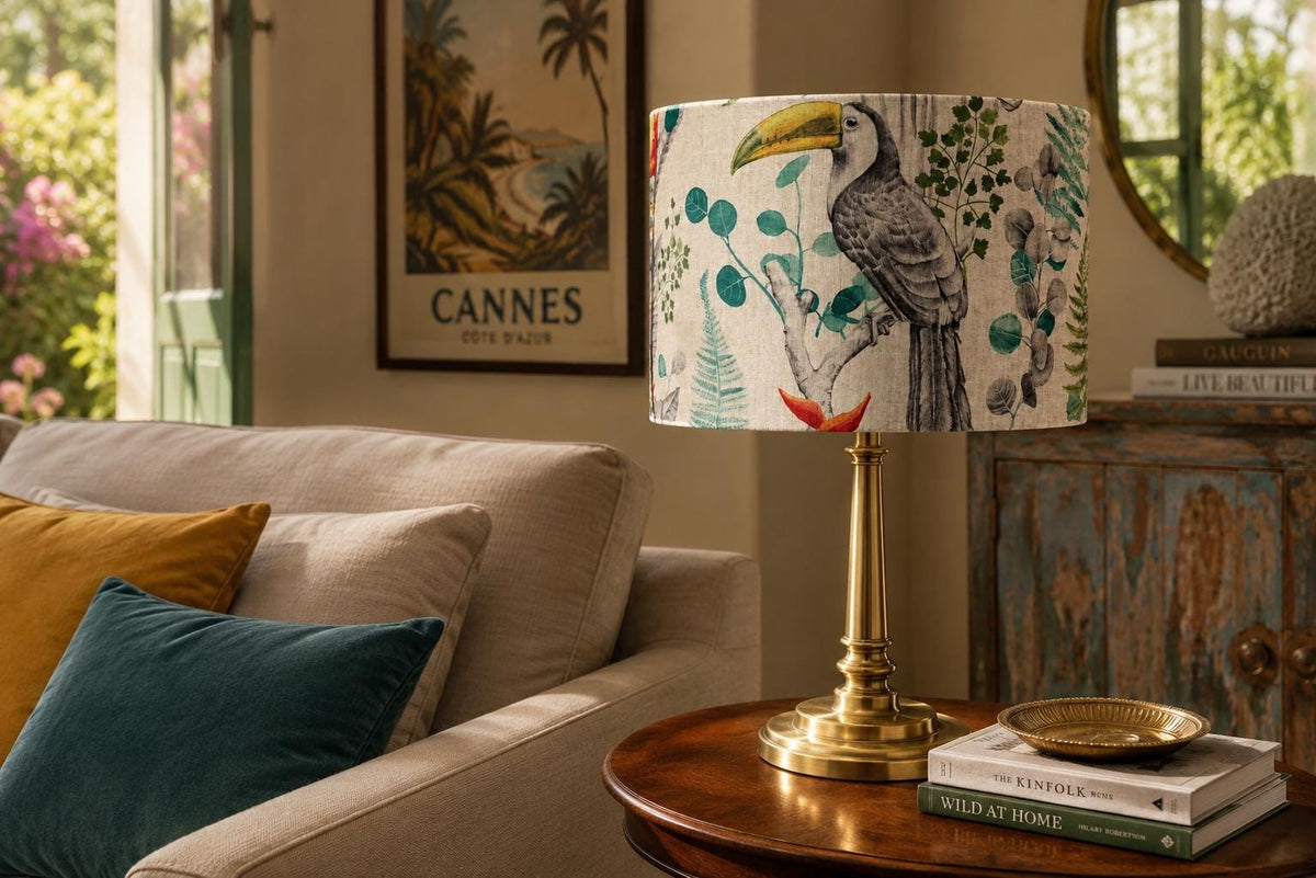 Tropical Toucan Lampshade | Retro Jungle Style Lampshade | Made in Italy – image 2