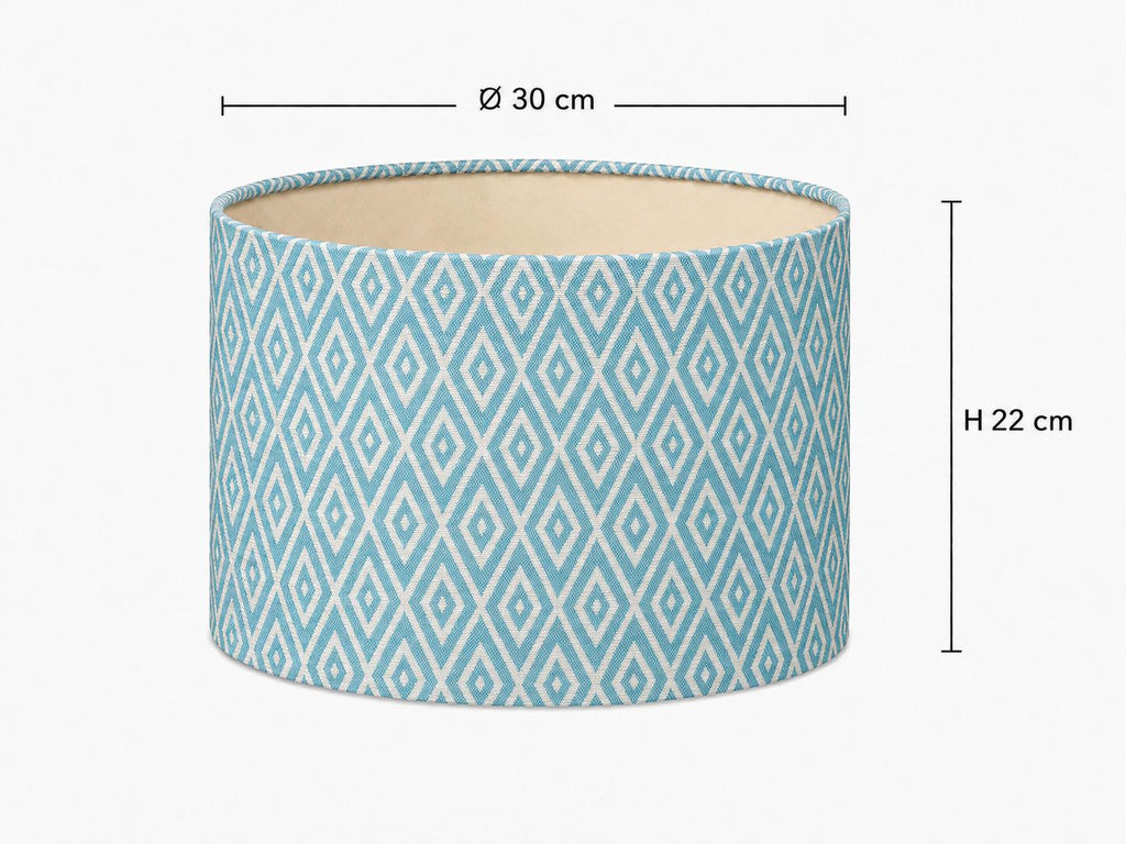 Turquoise Geometric Drum Lampshade | UV-Resistant Fabric | Handmade in Italy – image 2
