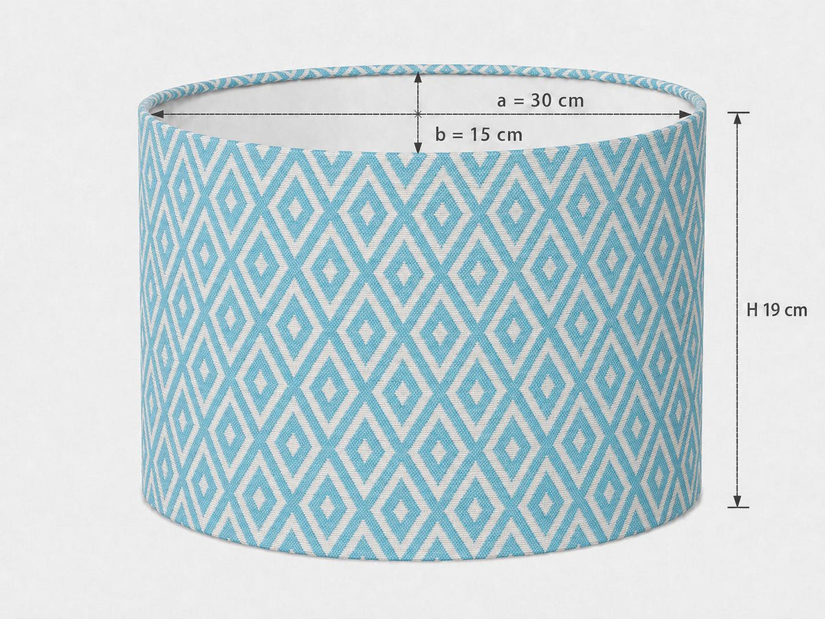 Turquoise Geometric Drum Lampshade | UV-Resistant Fabric | Handmade in Italy – image 5