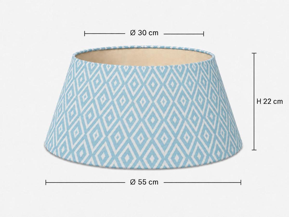 Turquoise Geometric Drum Lampshade | UV-Resistant Fabric | Handmade in Italy – image 11