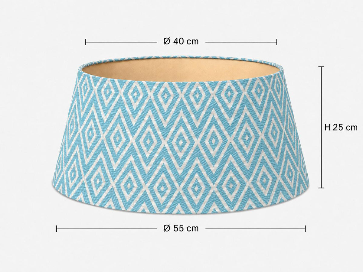 Turquoise Geometric Drum Lampshade | UV-Resistant Fabric | Handmade in Italy – image 12