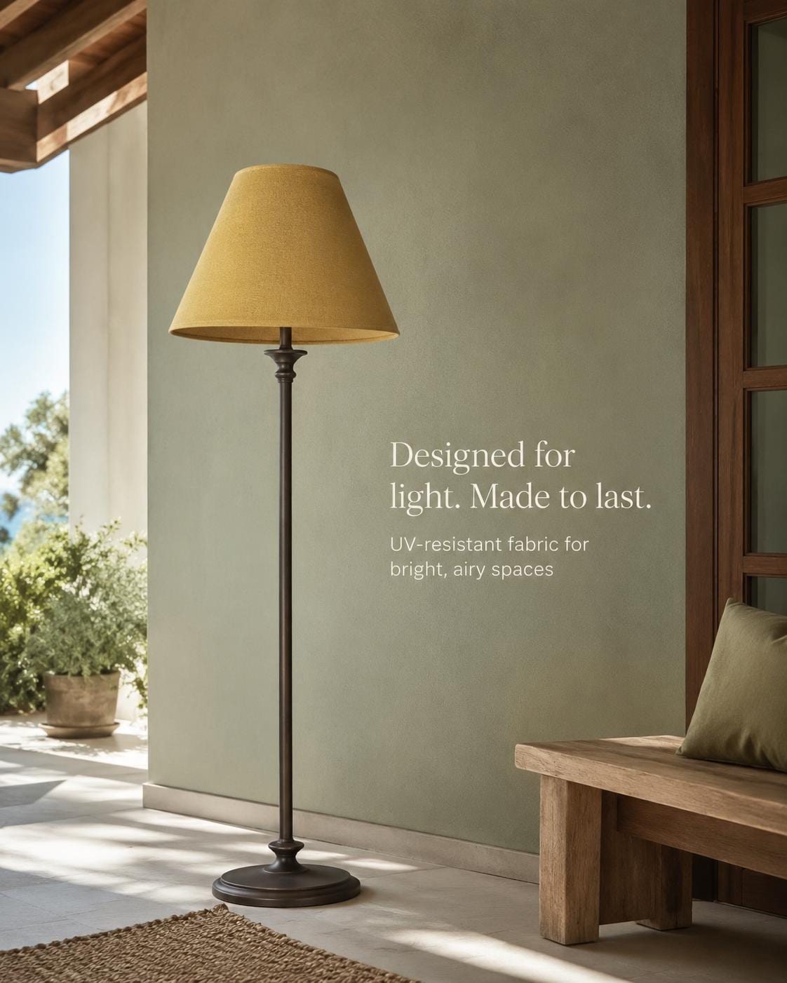 Mustard Yellow Textured Lampshade | UV-Resistant Fabric | Handmade in Italy – image 11