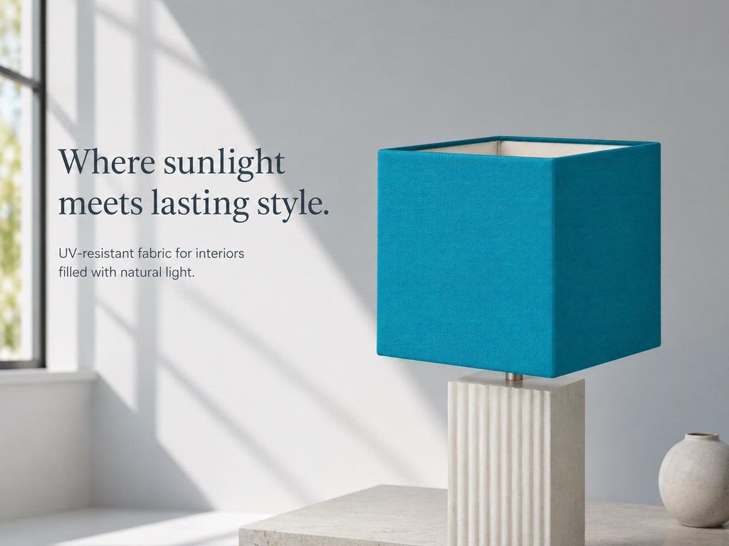 Turquoise Textured Lampshade | UV-Resistant Fabric | Handmade in Italy – image 8