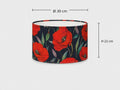 Navy blue and scarlet red poppy drum lampshade 30 x 22 cm