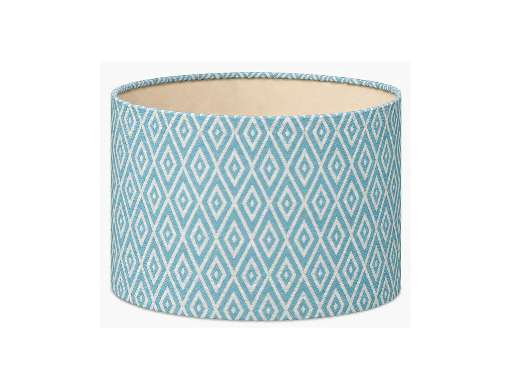Turquoise Geometric Drum Lampshade | UV-Resistant Fabric | Handmade in Italy – image 1
