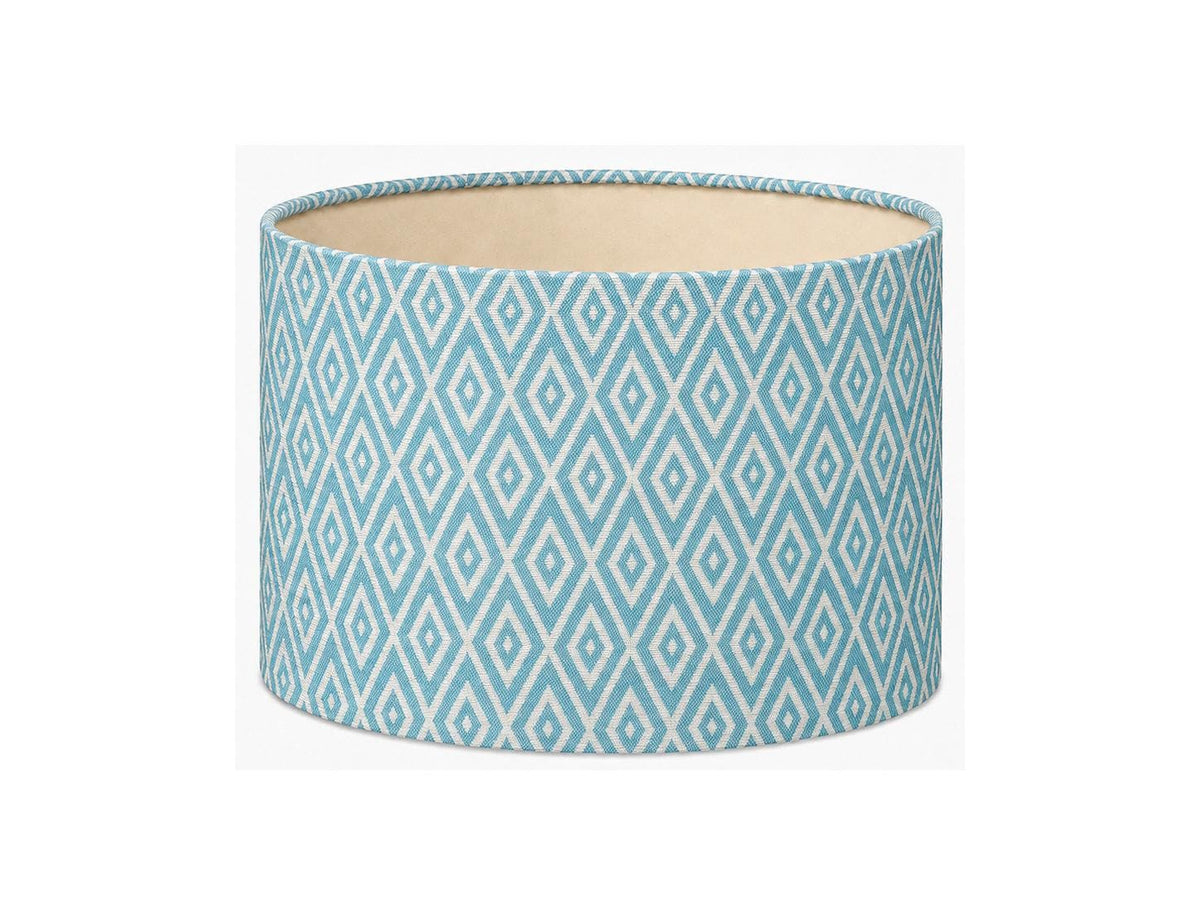 Turquoise Geometric Drum Lampshade | UV-Resistant Fabric | Handmade in Italy – image 1