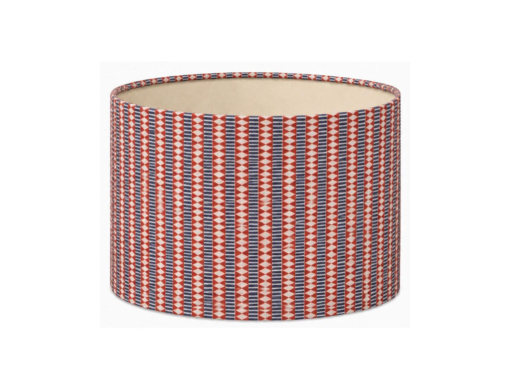 Red, navy and cream geometric stripe handmade UV-resistant lampshade