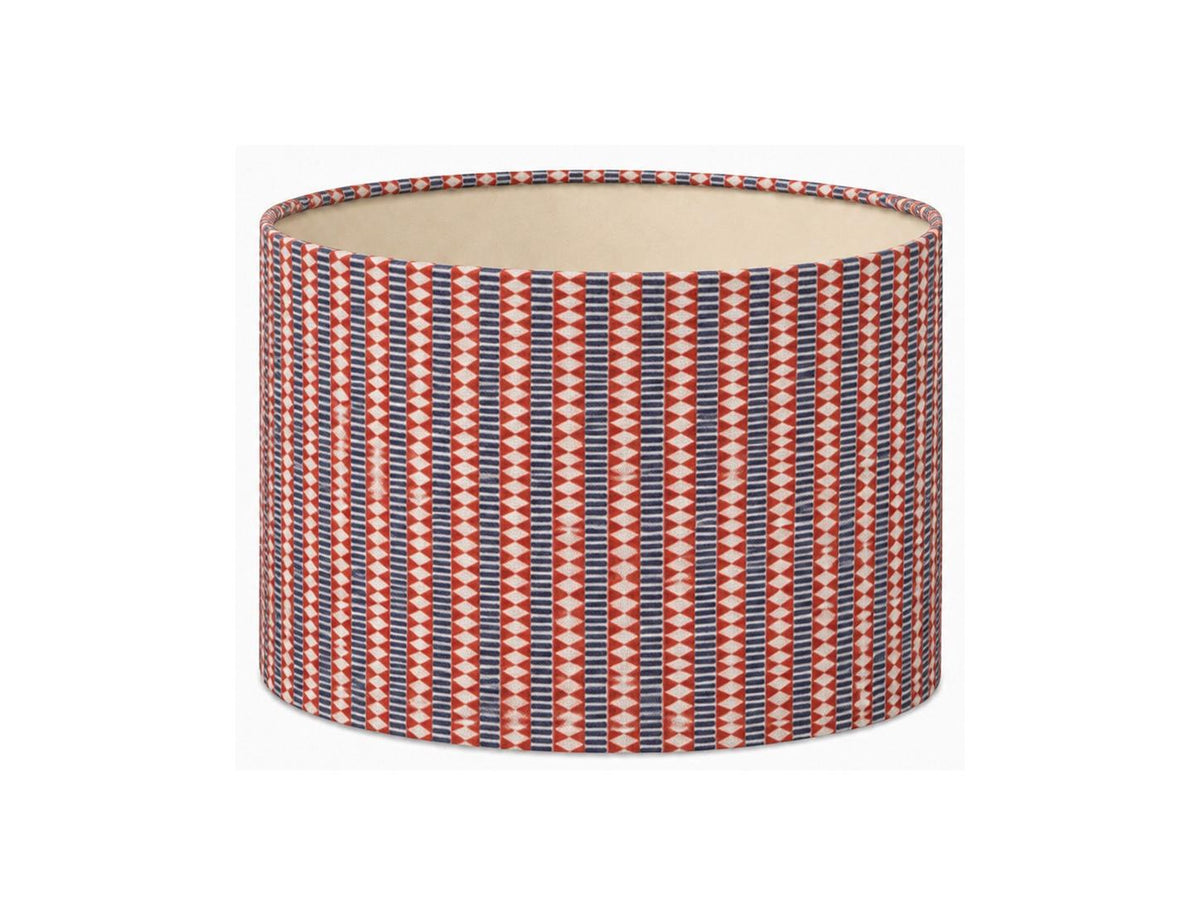 Red, navy and cream geometric stripe handmade UV-resistant lampshade