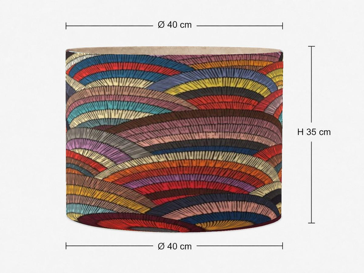 Multicoloured Art Deco drum lampshade 40 x 35 cm