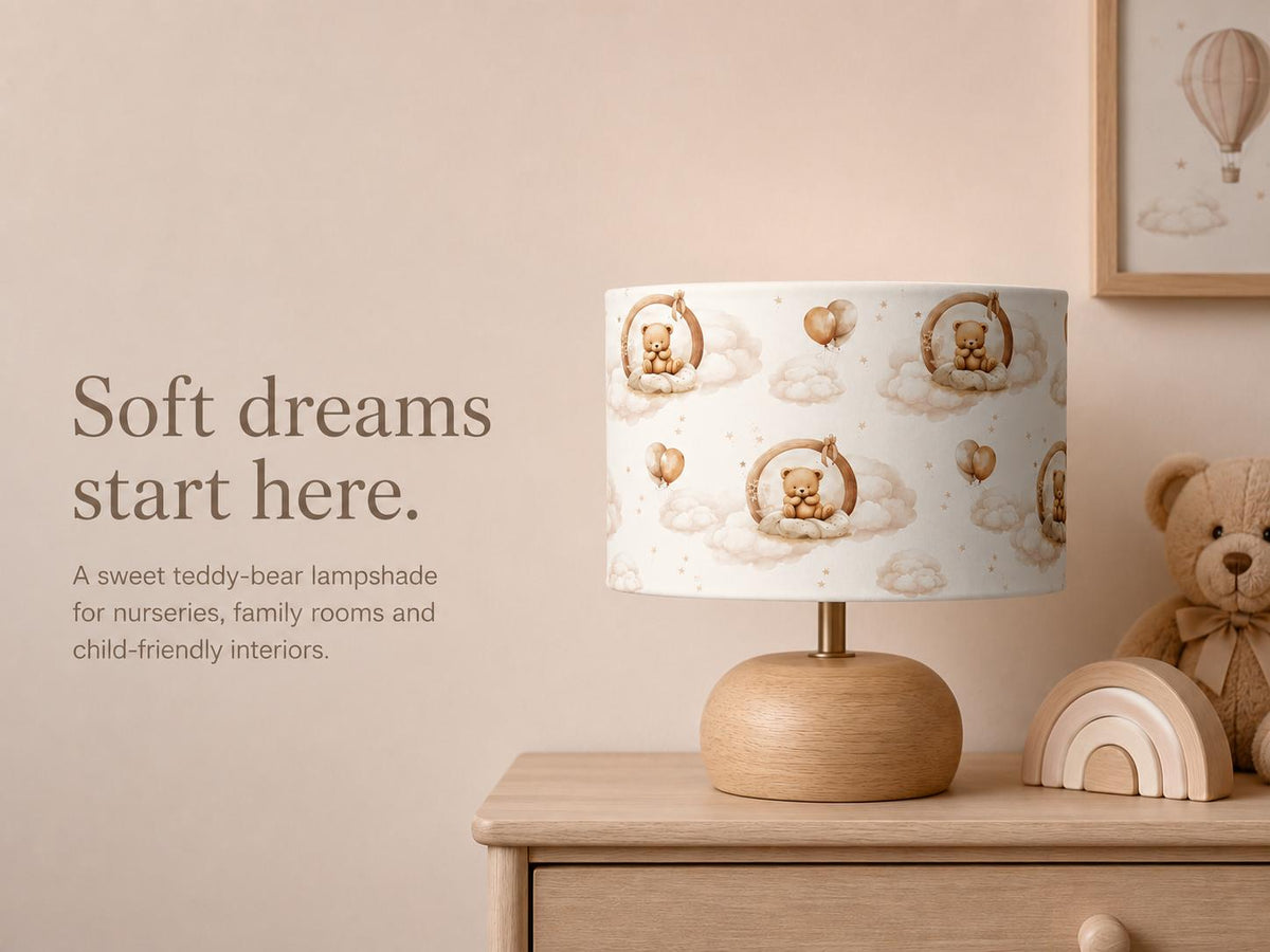 Teddy Bear Cloud Kids’ Lampshade – Made in Italy – image 7