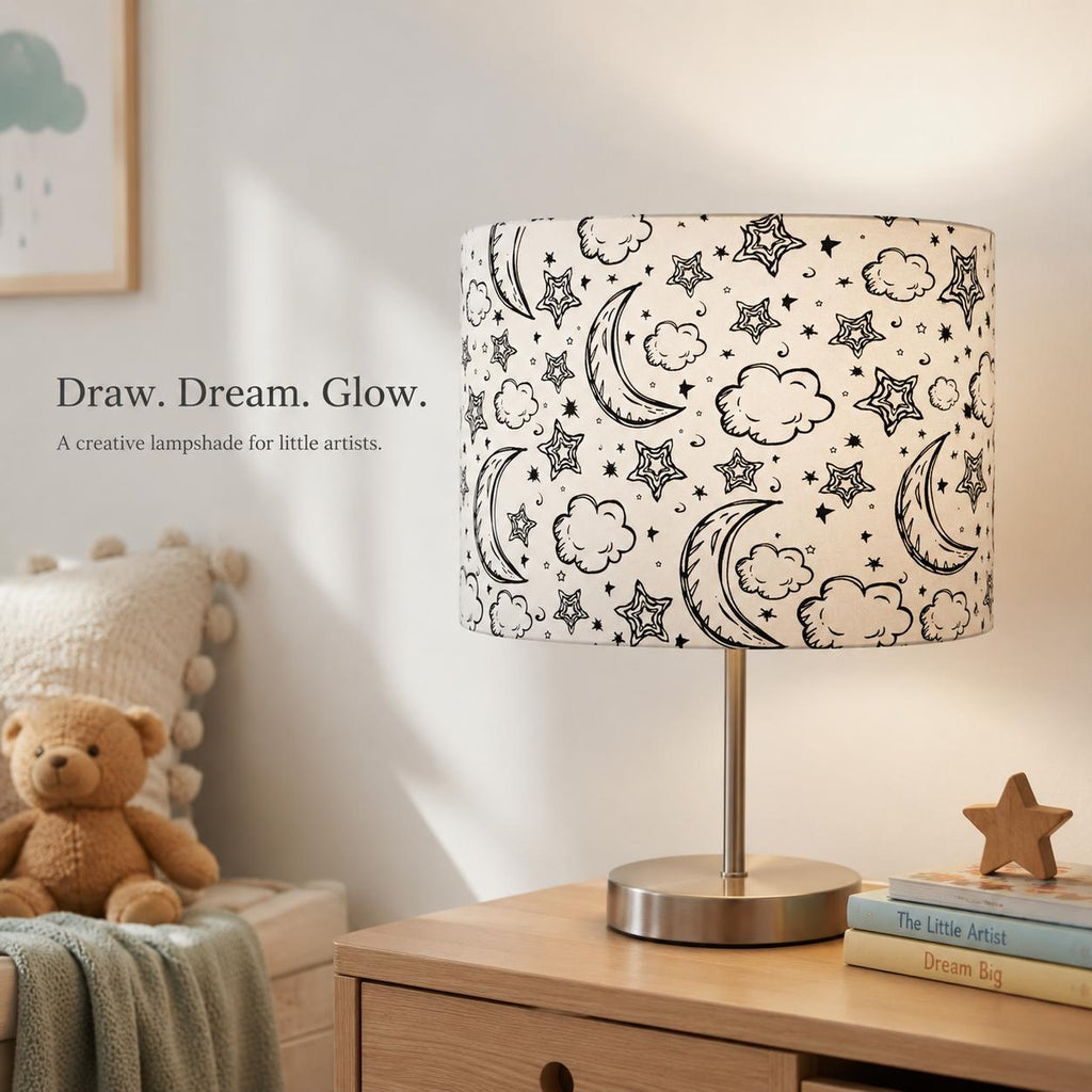 Colour-In Moon & Stars Kids’ Lampshade – Made in Italy – image 5