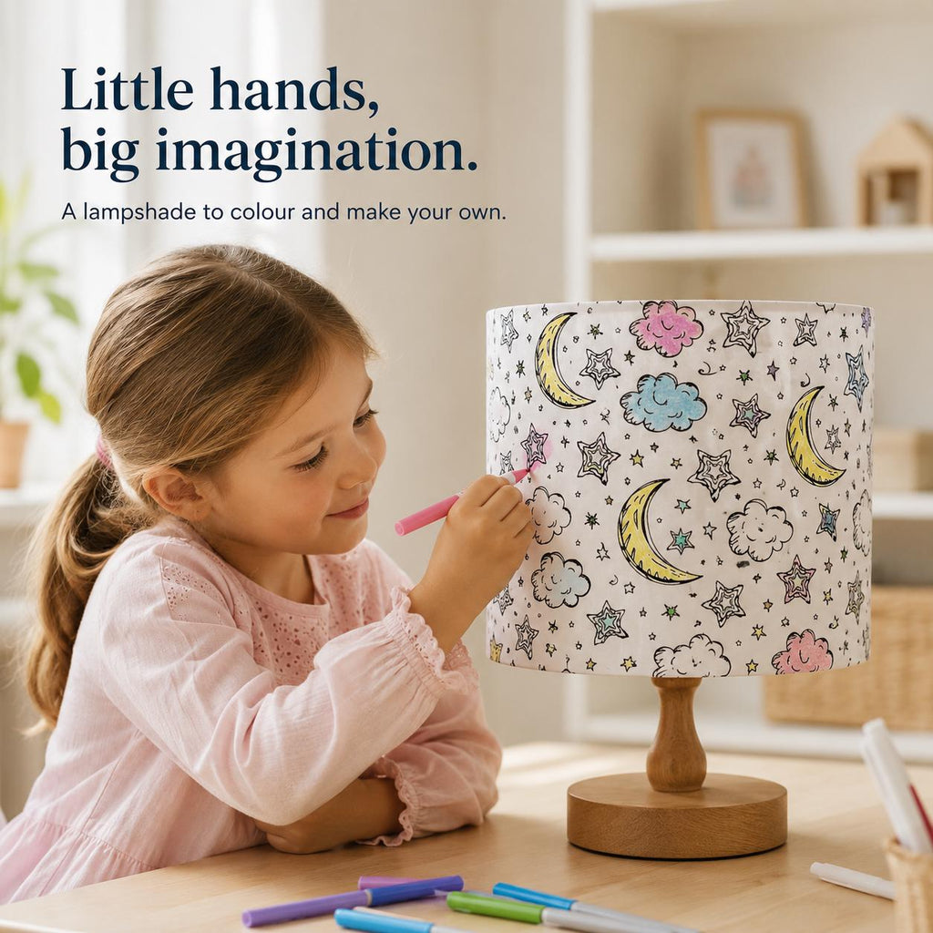 Colour-In Moon & Stars Kids’ Lampshade – Made in Italy – image 1