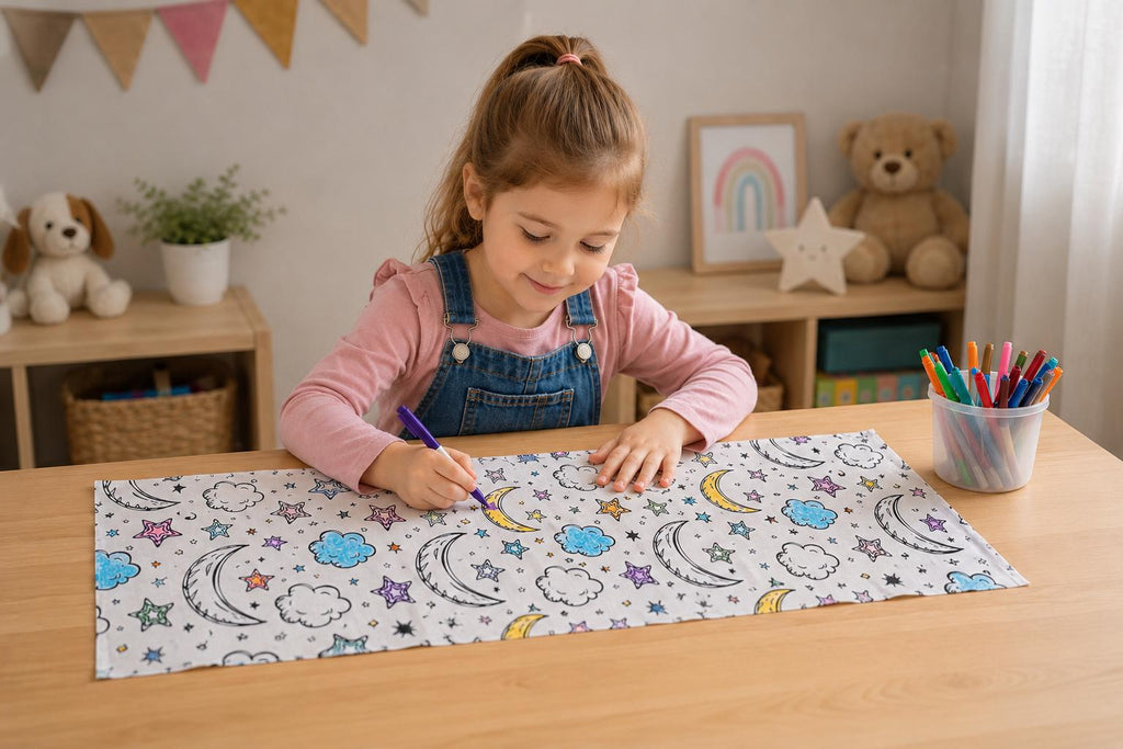 Colour-In Moon & Stars Kids’ Lampshade – Made in Italy – image 13