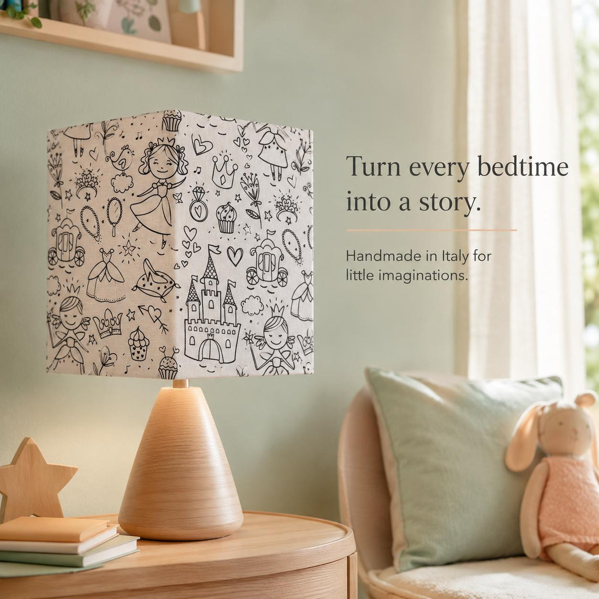 Colour-In Princess Kids’ Lampshade – Made in Italy – image 10