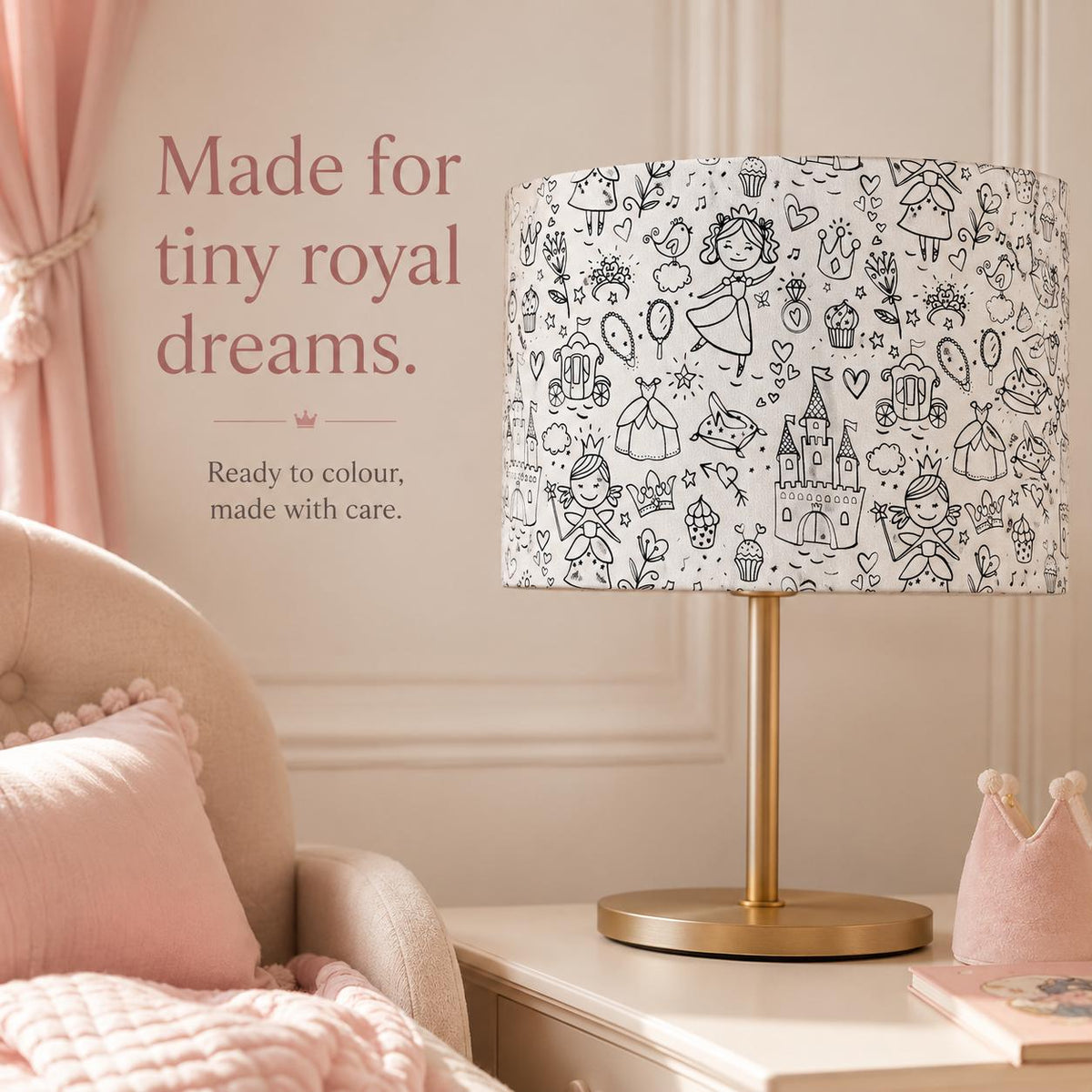 Colour-In Princess Kids’ Lampshade – Made in Italy – image 6