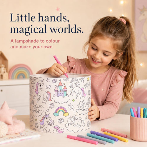 Colour-In Unicorn Kids’ Lampshade – Made in Italy – image 1