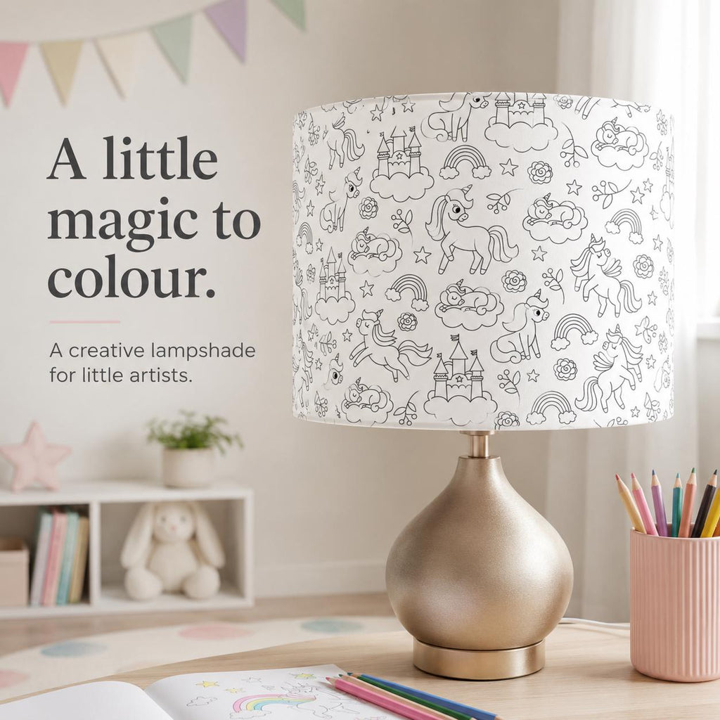 Colour-In Unicorn Kids’ Lampshade – Made in Italy – image 8