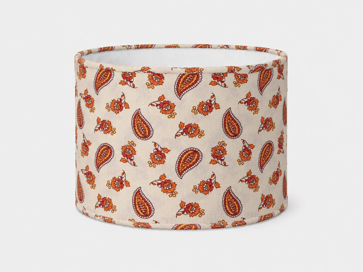 Orange Paisley Floral Lampshade – Made in Italy – image 1