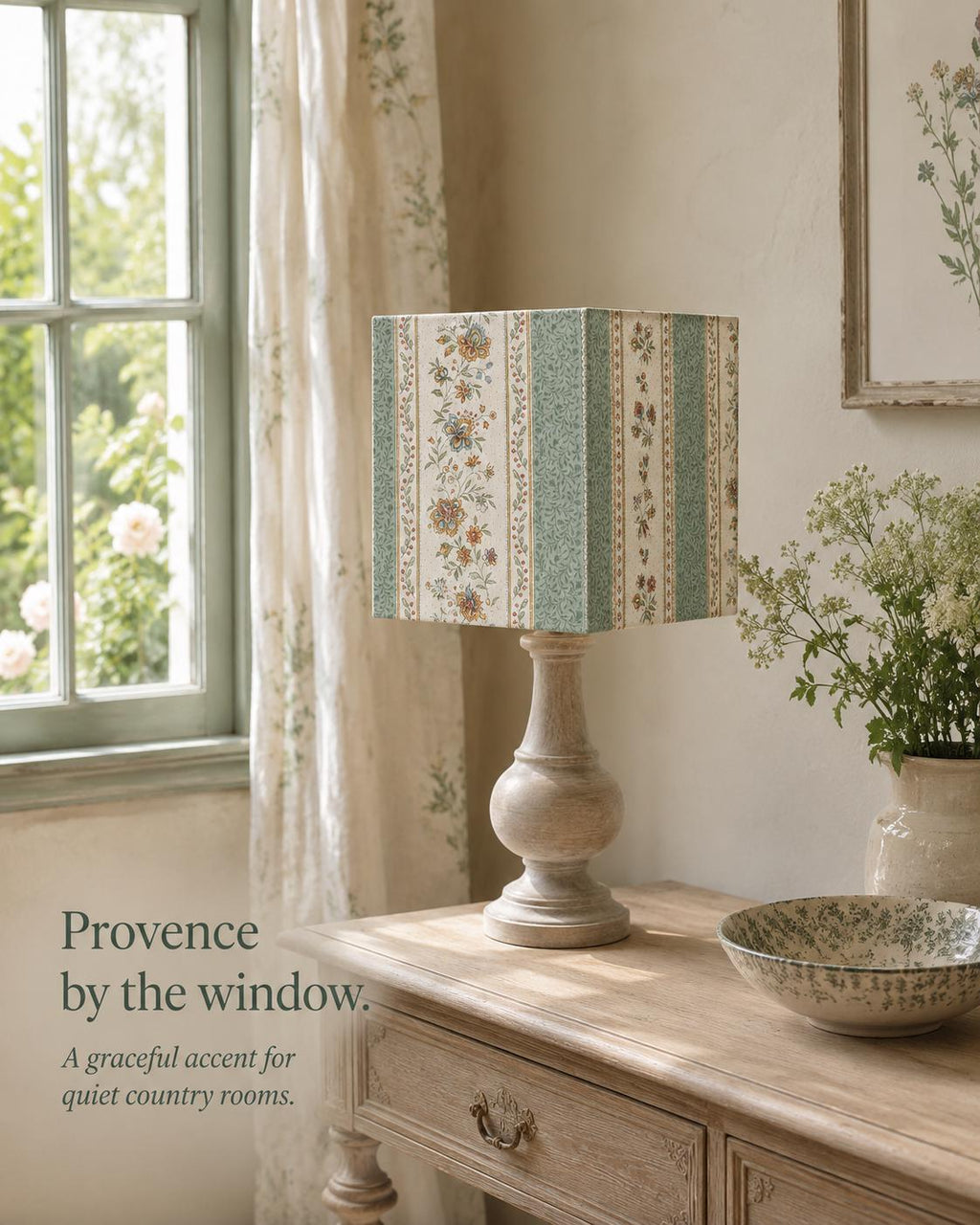 Green Provençal Floral Lampshade, French Country Lamp Shade – Handmade in Italy – image 3