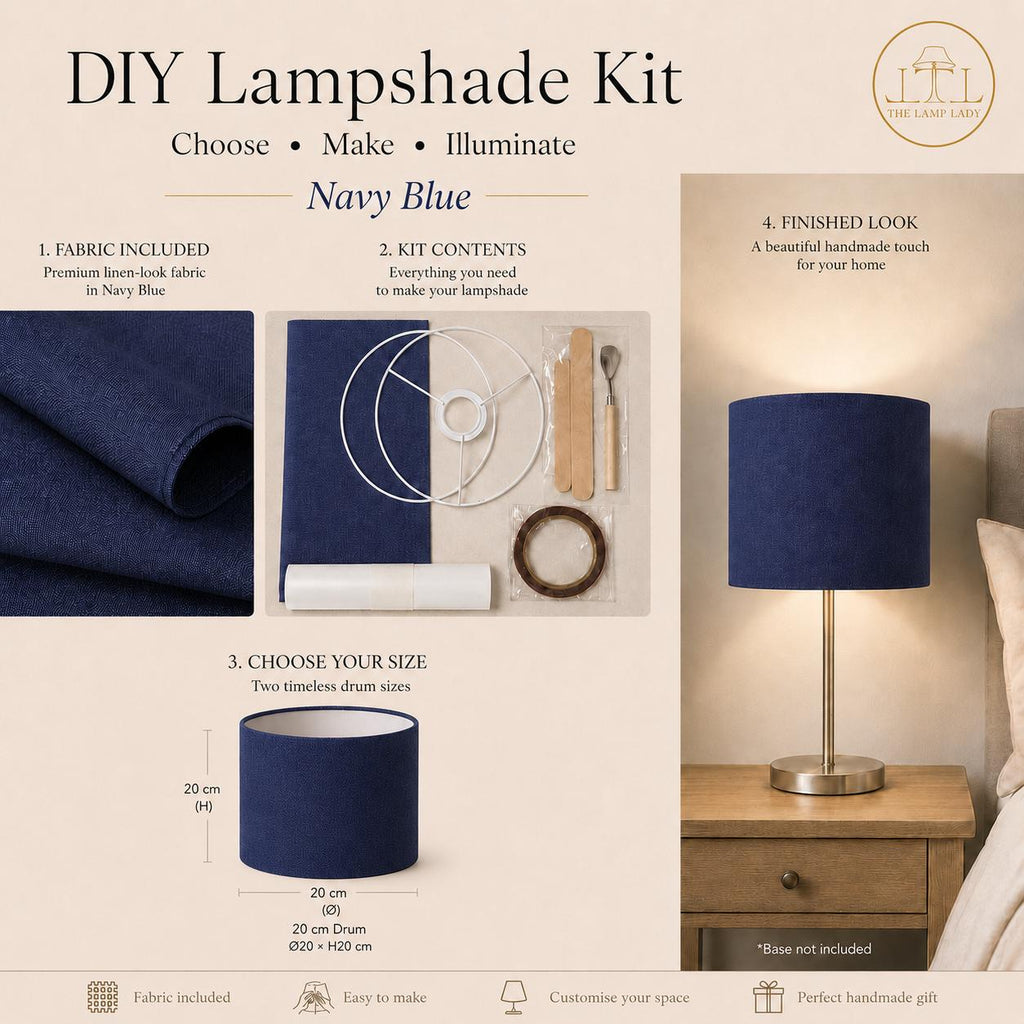 DIY Drum Lampshade Making Kit, Fabric Included, Two Sizes (20cm, 30cm) – image 2
