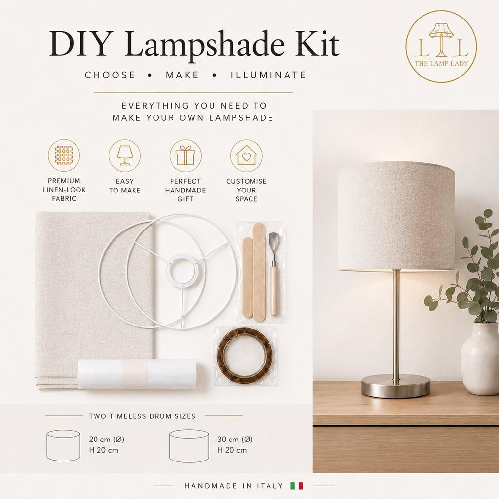 DIY Drum Lampshade Making Kit, Fabric Included, Two Sizes (20cm, 30cm) – image 1