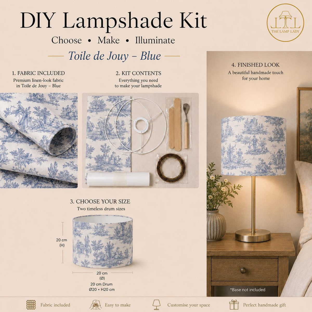 DIY Drum Lampshade Making Kit, Fabric Included, Two Sizes (20cm, 30cm) – image 10