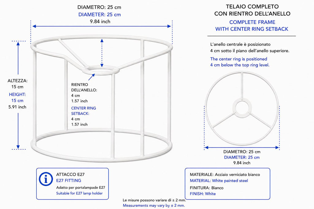 White Metal Lampshade Frame – DIY Macramé Lighting Structure – Multiple Diameters – image 2