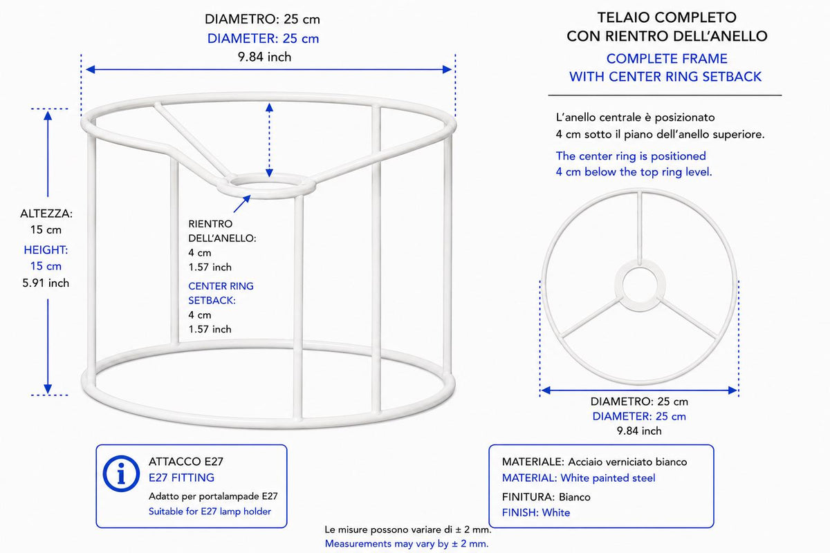 White Metal Lampshade Frame – DIY Macramé Lighting Structure – Multiple Diameters – image 2