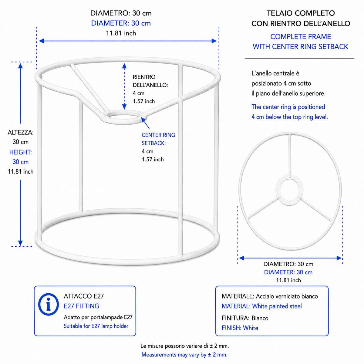 White Metal Lampshade Frame – DIY Macramé Lighting Structure – Multiple Diameters – image 5