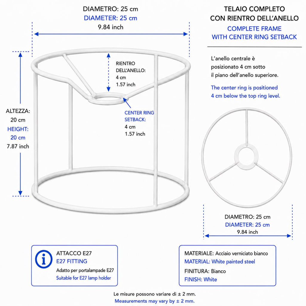 White Metal Lampshade Frame – DIY Macramé Lighting Structure – Multiple Diameters – image 3
