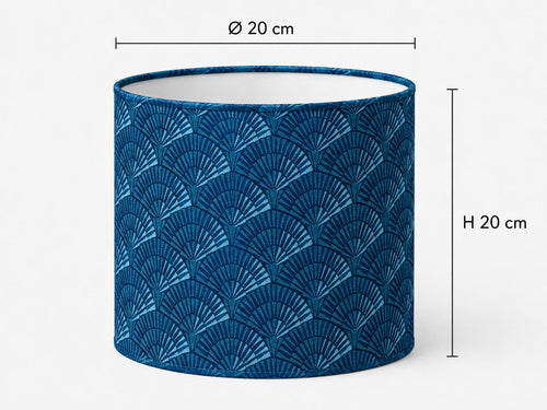 Art Deco Fan Pattern Drum Lampshade | Blue Teal Retro Lampshade | Handmade in Italy – image 2