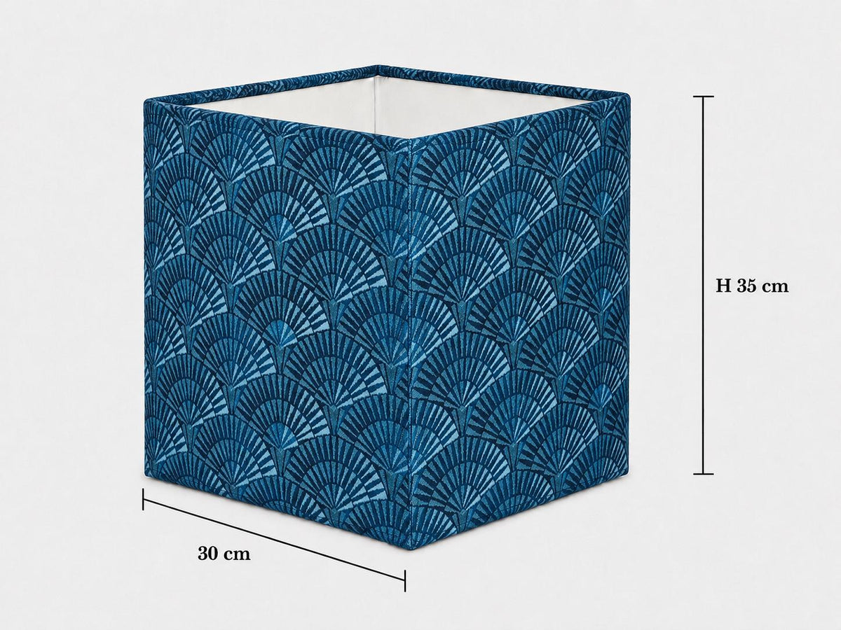 Art Deco Fan Pattern Drum Lampshade | Blue Teal Retro Lampshade | Handmade in Italy – image 9