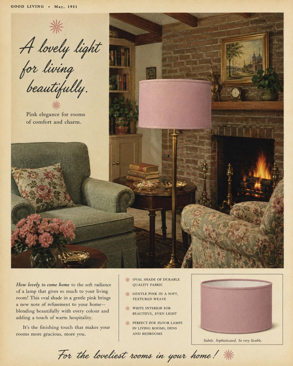 1950s Retro Pink Lampshade | Handmade in Italy – image 3