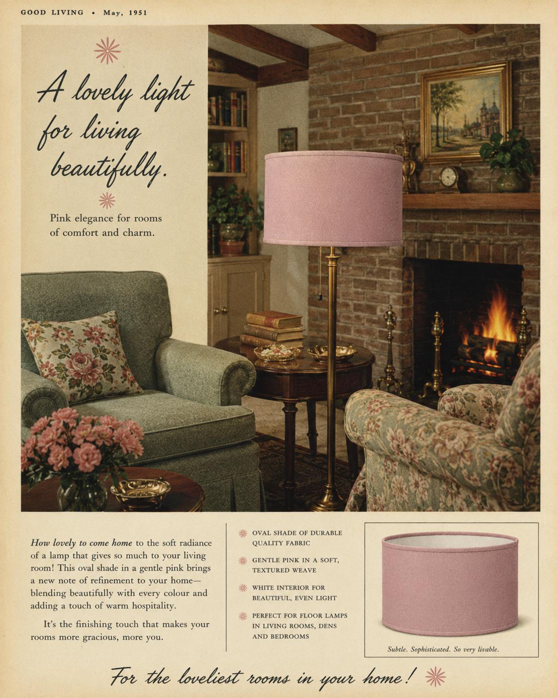 1950s Retro Pink Lampshade | Handmade in Italy – image 3