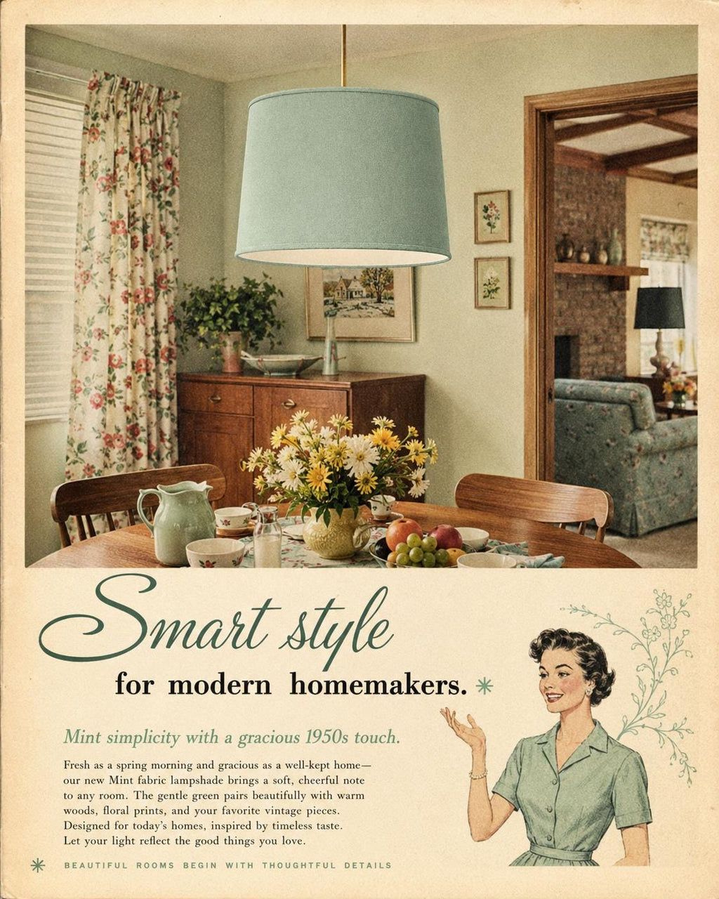1950s Retro Pastel mint green Lampshade | Handmade in Italy – image 13