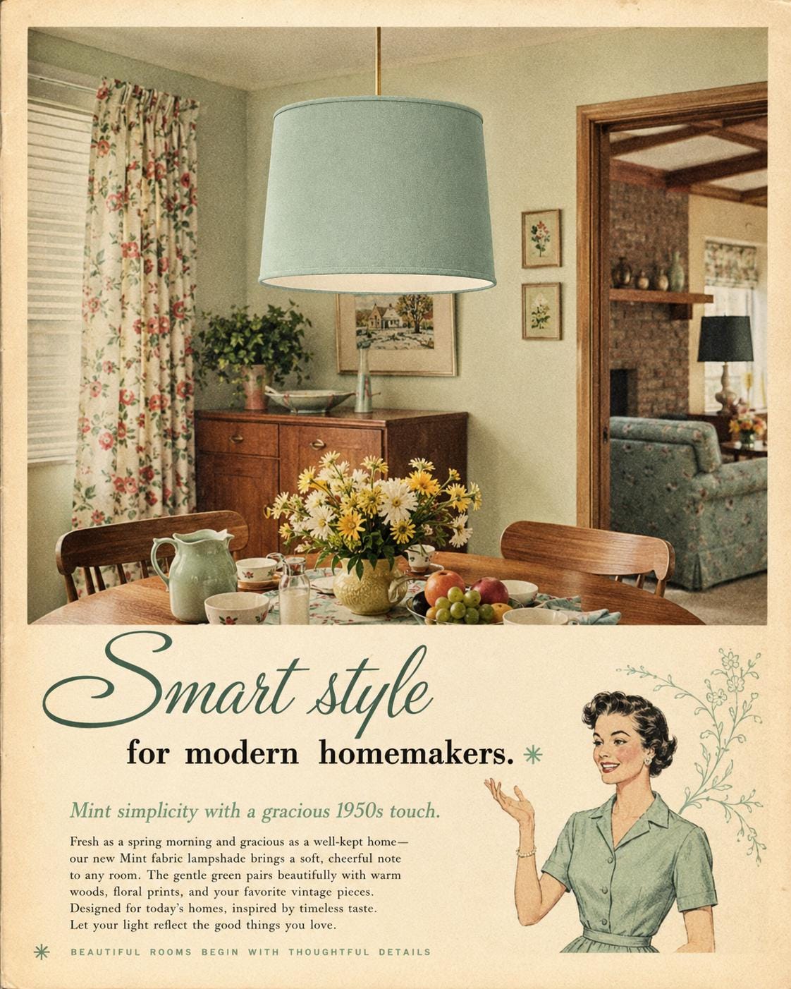 1950s Retro Pastel mint green Lampshade | Handmade in Italy – image 13