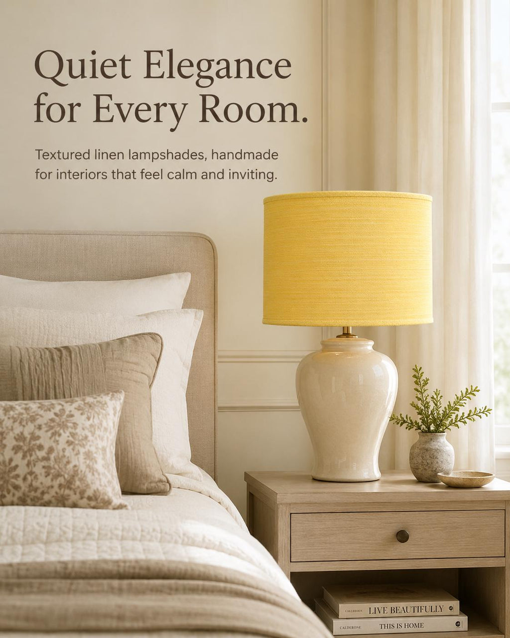 Yellow Linen-Texture Lampshade | Handmade in Italy – image 3