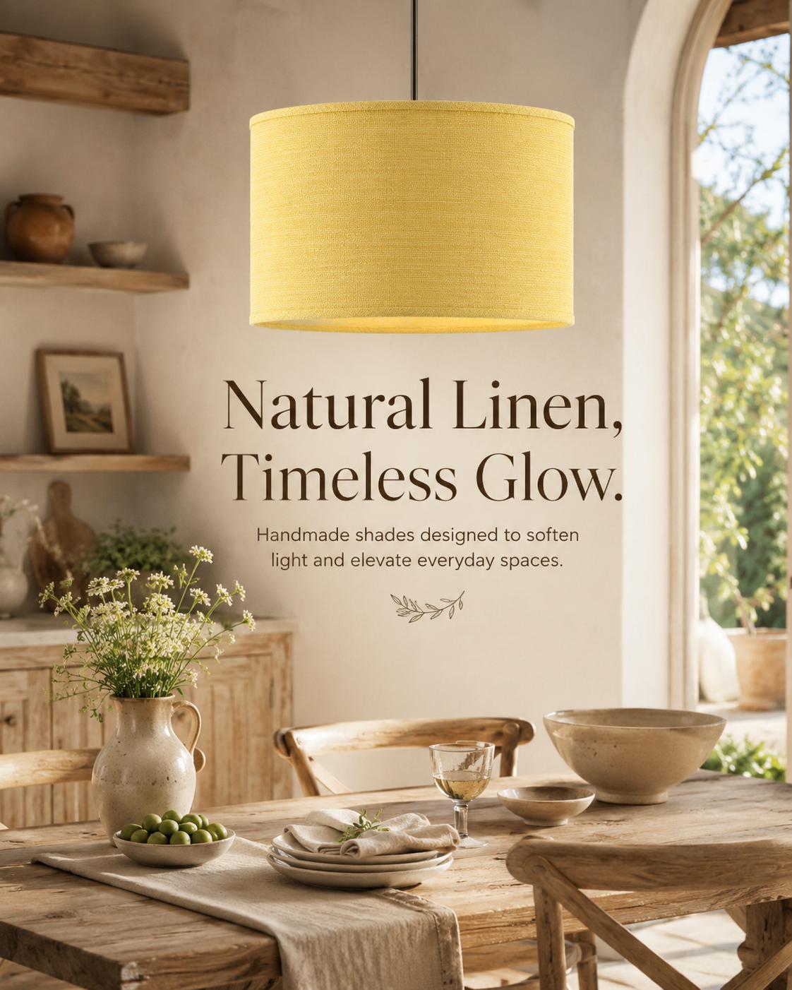 Yellow Linen-Texture Lampshade | Handmade in Italy – image 7