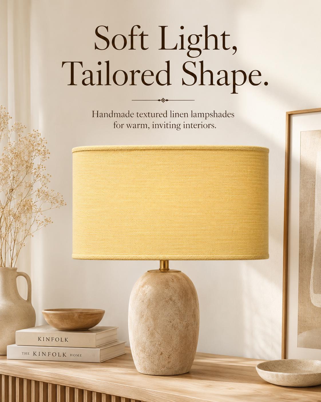 Yellow Linen-Texture Lampshade | Handmade in Italy – image 9