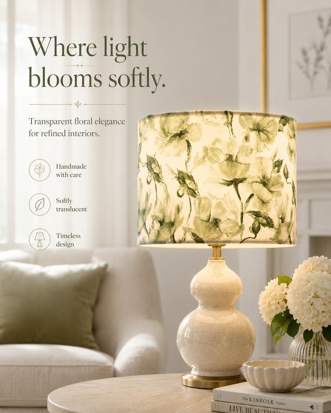 Elegant Sheer Patterned Lampshade, Atmospheric Lighting / Handmade in Italy – image 5