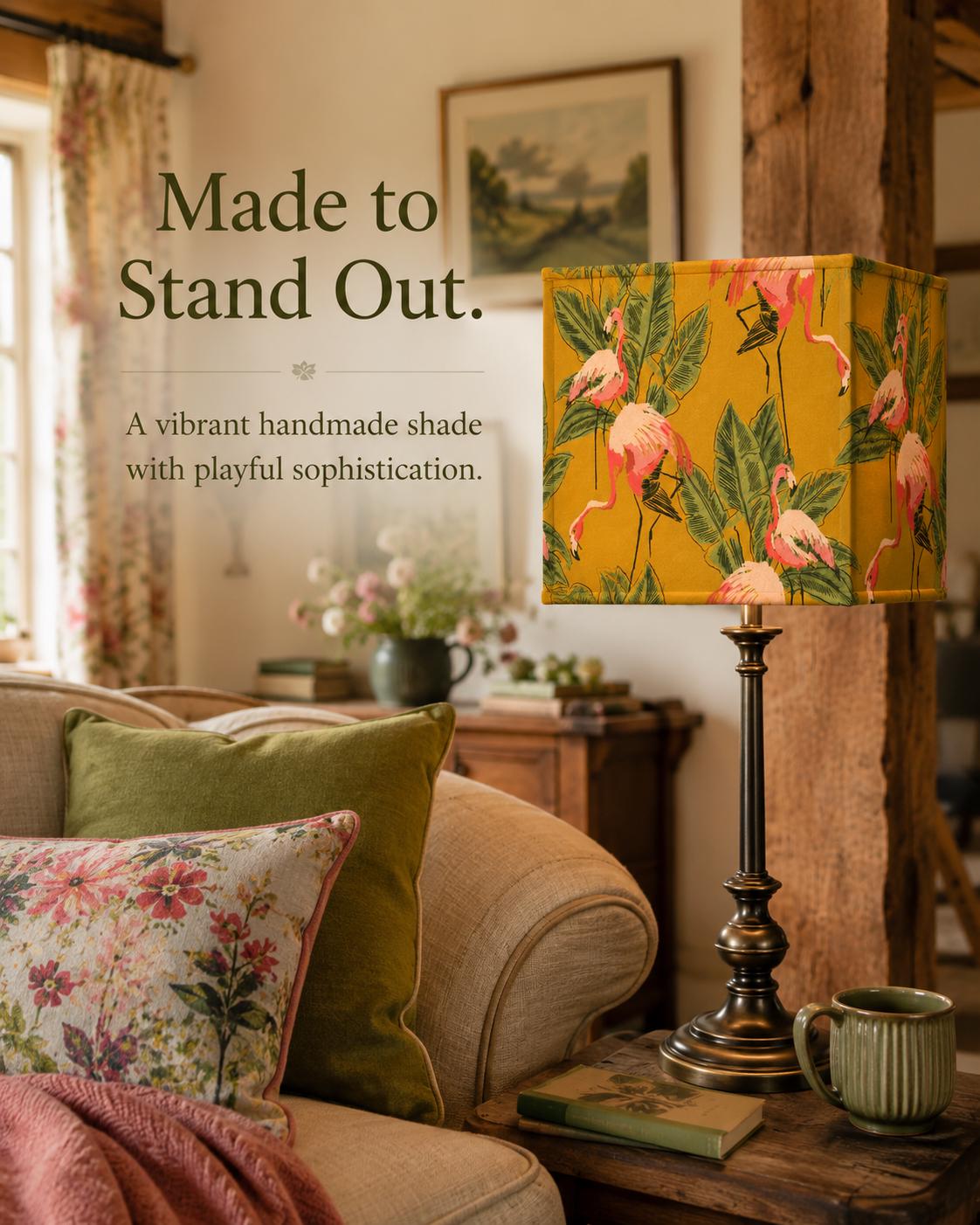 Tropical Flamingo Cotton-Blend Lampshade | Handmade in Italy – image 10