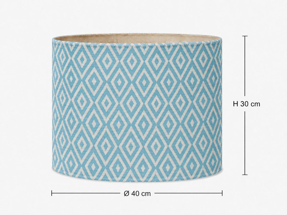 Turquoise Geometric Drum Lampshade | UV-Resistant Fabric | Handmade in Italy – image 4