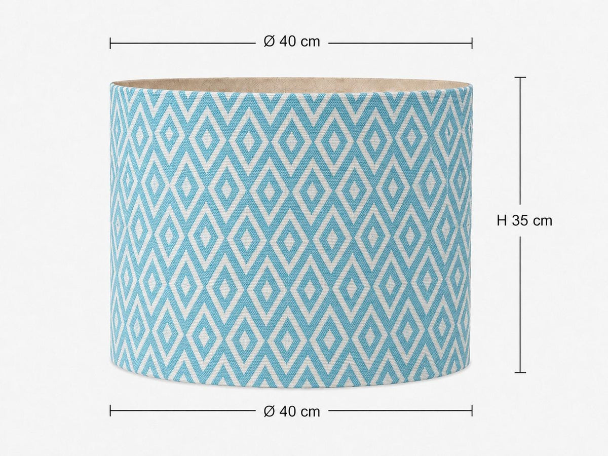 Turquoise Geometric Drum Lampshade | UV-Resistant Fabric | Handmade in Italy – image 7