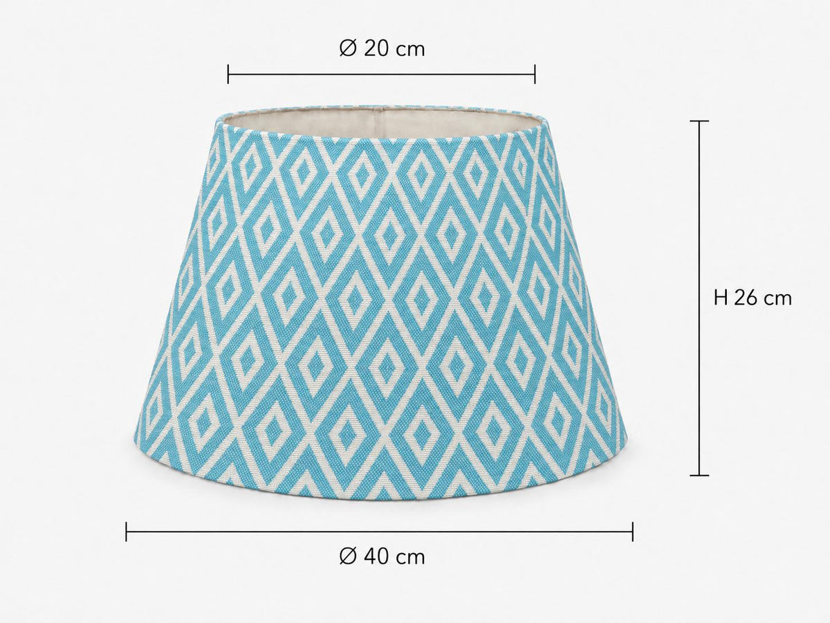 Turquoise Geometric Drum Lampshade | UV-Resistant Fabric | Handmade in Italy – image 10
