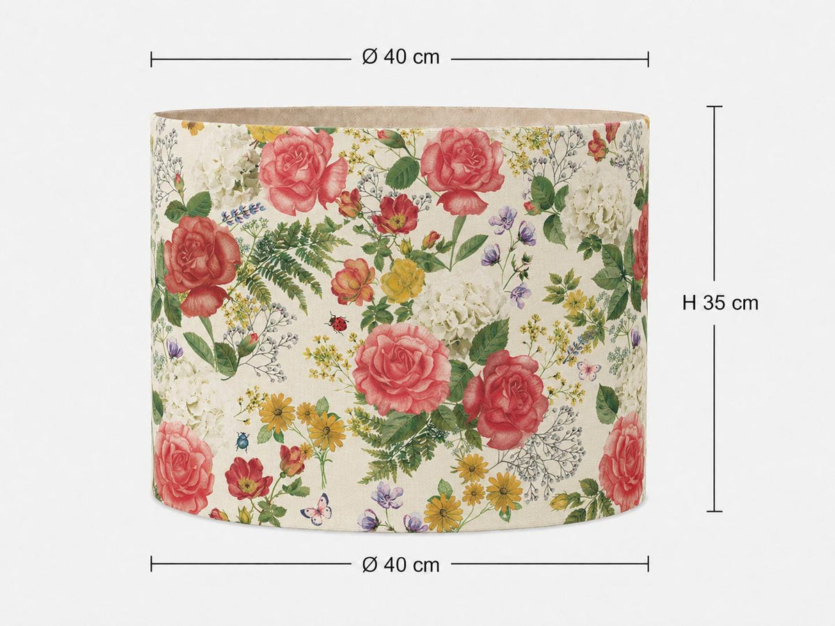 Vintage rose garden drum lampshade 40 x 35 cm